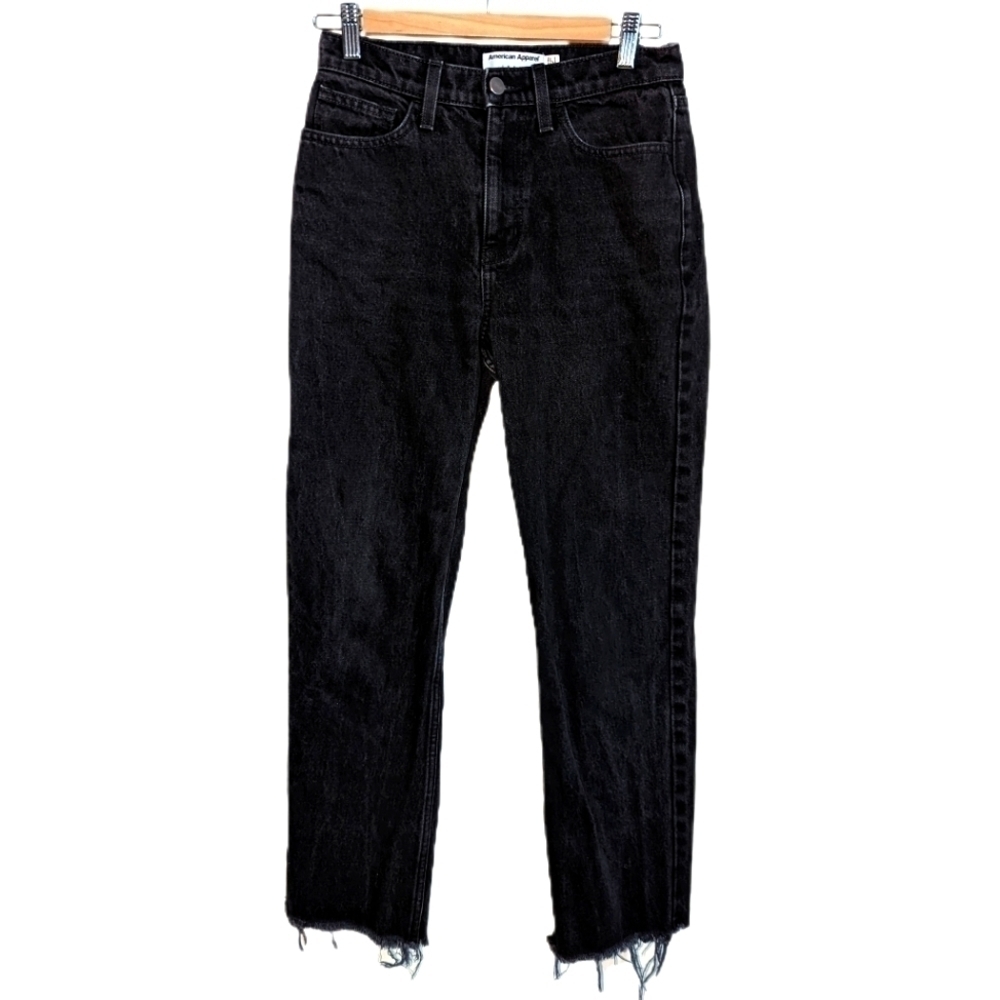 AMERICAN APPAREL Black Cotton High-Rise Raw Edges Jeans Size 27